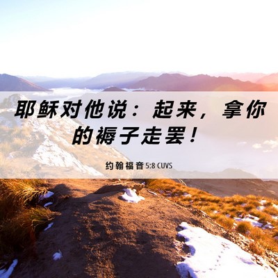 Picture 06 - 约 翰 福 音 5:8 CUVS - 耶 稣 对 他 说 ： 起 来 ， 拿 你 的 - Bible Verse Picture