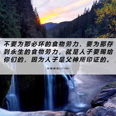 Picture 06 - 约 翰 福 音 6:27 CUVS - 不 要 为 那 必 坏 的 食 物 劳 力 ， - Bible Verse Picture