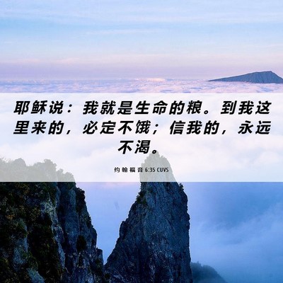 Picture 06 - 约 翰 福 音 6:35 CUVS - 耶 稣 说 ： 我 就 是 生 命 的 粮 。 - Bible Verse Picture