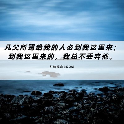 Picture 06 - 约 翰 福 音 6:37 CUVS - 凡 父 所 赐 给 我 的 人 必 到 我 这 - Bible Verse Picture