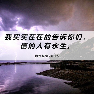 Picture 06 - 约 翰 福 音 6:47 CUVS - 我 实 实 在 在 的 告 诉 你 们 ， 信 - Bible Verse Picture