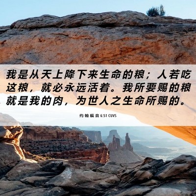 Picture 06 - 约 翰 福 音 6:51 CUVS - 我 是 从 天 上 降 下 来 生 命 的 粮 - Bible Verse Picture