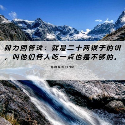 Picture 06 - 约 翰 福 音 6:7 CUVS - 腓 力 回 答 说 ： 就 是 二 十 两 银 - Bible Verse Picture