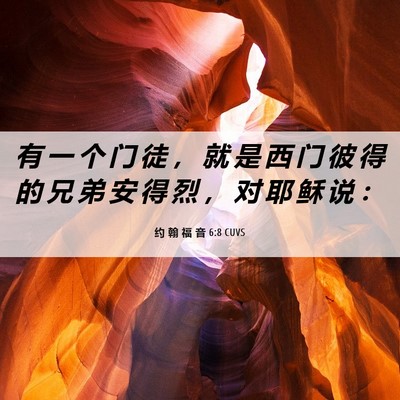 Picture 06 - 约 翰 福 音 6:8 CUVS - 有 一 个 门 徒 ， 就 是 西 门 彼 得 - Bible Verse Picture