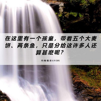 Picture 06 - 约 翰 福 音 6:9 CUVS - 在 这 里 有 一 个 孩 童 ， 带 着 五 - Bible Verse Picture