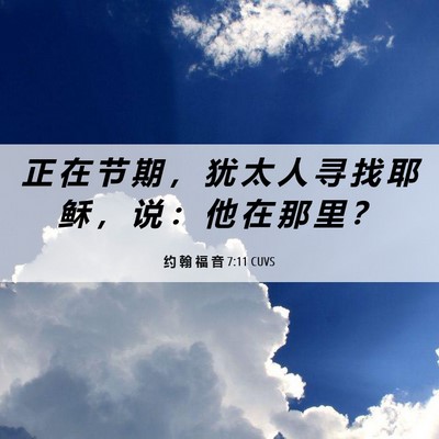 Picture 06 - 约 翰 福 音 7:11 CUVS - 正 在 节 期 ， 犹 太 人 寻 找 耶 稣 - Bible Verse Picture