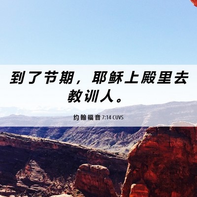 Picture 06 - 约 翰 福 音 7:14 CUVS - 到 了 节 期 ， 耶 稣 上 殿 里 去 教 - Bible Verse Picture