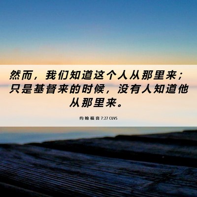 Picture 06 - 约 翰 福 音 7:27 CUVS - 然 而 ， 我 们 知 道 这 个 人 从 那 - Bible Verse Picture