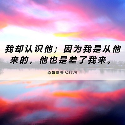 Picture 06 - 约 翰 福 音 7:29 CUVS - 我 却 认 识 他 ； 因 为 我 是 从 他 - Bible Verse Picture