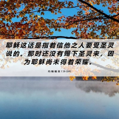 Picture 06 - 约 翰 福 音 7:39 CUVS - 耶 稣 这 话 是 指 着 信 他 之 人 要 - Bible Verse Picture