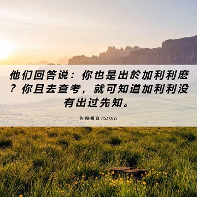 Picture 06 - 约 翰 福 音 7:52 CUVS - 他 们 回 答 说 ： 你 也 是 出 於 加 - Bible Verse Picture