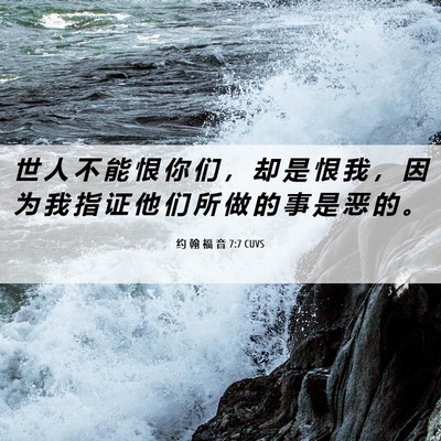 Picture 06 - 约 翰 福 音 7:7 CUVS - 世 人 不 能 恨 你 们 ， 却 是 恨 我 - Bible Verse Picture