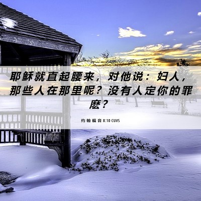 Picture 06 - 约 翰 福 音 8:10 CUVS - 耶 稣 就 直 起 腰 来 ， 对 他 说 ： - Bible Verse Picture