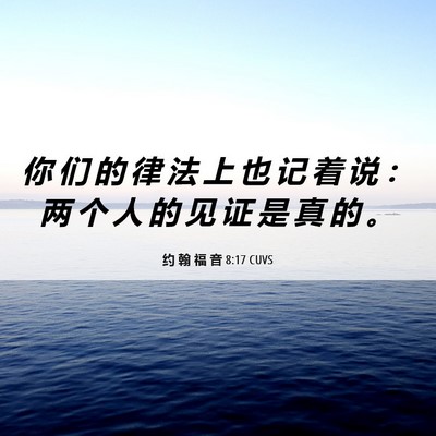 Picture 06 - 约 翰 福 音 8:17 CUVS - 你 们 的 律 法 上 也 记 着 说 ： 两 - Bible Verse Picture