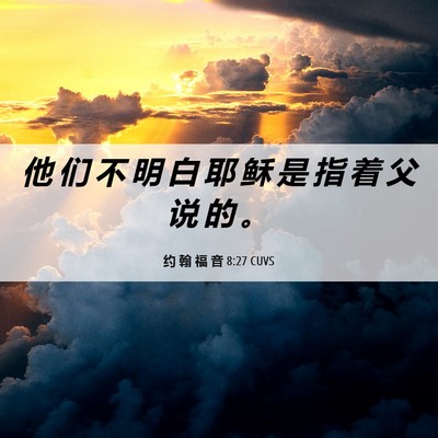Picture 06 - 约 翰 福 音 8:27 CUVS - 他 们 不 明 白 耶 稣 是 指 着 父 说 - Bible Verse Picture