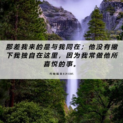 Picture 06 - 约 翰 福 音 8:29 CUVS - 那 差 我 来 的 是 与 我 同 在 ； 他 - Bible Verse Picture