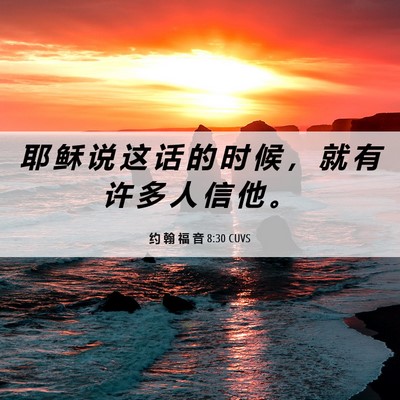 Picture 06 - 约 翰 福 音 8:30 CUVS - 耶 稣 说 这 话 的 时 候 ， 就 有 许 - Bible Verse Picture