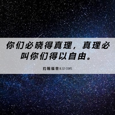 Picture 06 - 约 翰 福 音 8:32 CUVS - 你 们 必 晓 得 真 理 ， 真 理 必 叫 - Bible Verse Picture