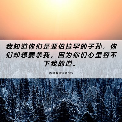 Picture 06 - 约 翰 福 音 8:37 CUVS - 我 知 道 你 们 是 亚 伯 拉 罕 的 子 - Bible Verse Picture