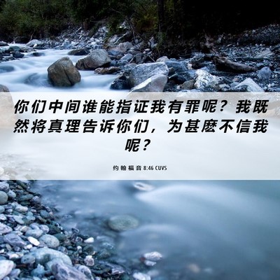 Picture 06 - 约 翰 福 音 8:46 CUVS - 你 们 中 间 谁 能 指 证 我 有 罪 呢 - Bible Verse Picture