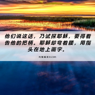 Picture 06 - 约 翰 福 音 8:6 CUVS - 他 们 说 这 话 ， 乃 试 探 耶 稣 ， - Bible Verse Picture