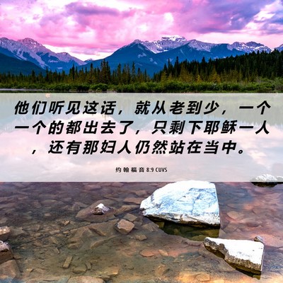 Picture 06 - 约 翰 福 音 8:9 CUVS - 他 们 听 见 这 话 ， 就 从 老 到 少 - Bible Verse Picture