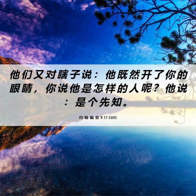 Picture 06 - 约 翰 福 音 9:17 CUVS - 他 们 又 对 瞎 子 说 ： 他 既 然 开 - Bible Verse Picture