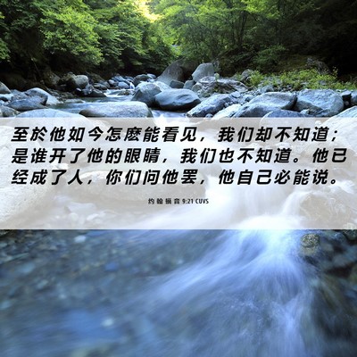 Picture 06 - 约 翰 福 音 9:21 CUVS - 至 於 他 如 今 怎 麽 能 看 见 ， 我 - Bible Verse Picture