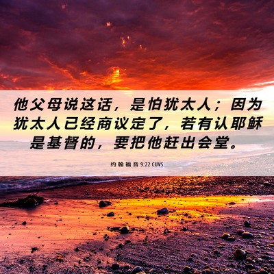 Picture 06 - 约 翰 福 音 9:22 CUVS - 他 父 母 说 这 话 ， 是 怕 犹 太 人 - Bible Verse Picture