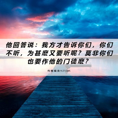 Picture 06 - 约 翰 福 音 9:27 CUVS - 他 回 答 说 ： 我 方 才 告 诉 你 们 - Bible Verse Picture