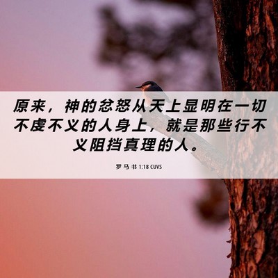 Picture 06 - 罗 马 书 1:18 CUVS - 原 来 ， 神 的 忿 怒 从 天 上 显 明 - Bible Verse Picture