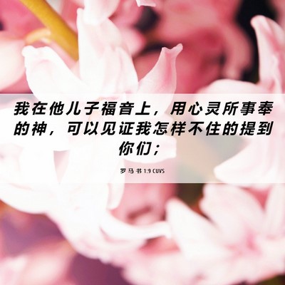 Picture 06 - 罗 马 书 1:9 CUVS - 我 在 他 儿 子 福 音 上 ， 用 心 灵 - Bible Verse Picture