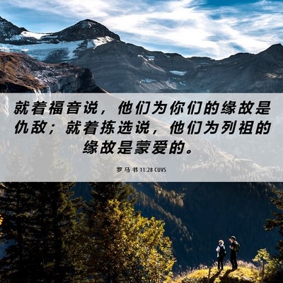 Picture 06 - 罗 马 书 11:28 CUVS - 就 着 福 音 说 ， 他 们 为 你 们 的 - Bible Verse Picture