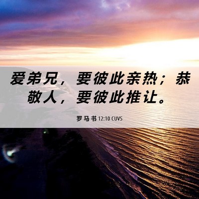 Picture 06 - 罗 马 书 12:10 CUVS - 爱 弟 兄 ， 要 彼 此 亲 热 ； 恭 敬 - Bible Verse Picture