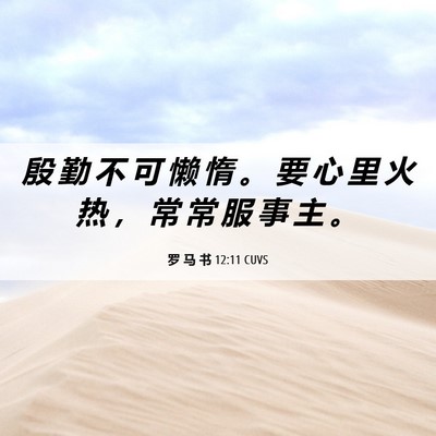 Picture 06 - 罗 马 书 12:11 CUVS - 殷 勤 不 可 懒 惰 。 要 心 里 火 热 - Bible Verse Picture
