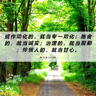 Picture 06 - 罗 马 书 12:8 CUVS - 或 作 劝 化 的 ， 就 当 专 一 劝 化 - Bible Verse Picture