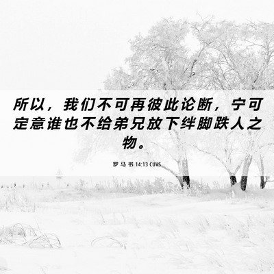 Picture 06 - 罗 马 书 14:13 CUVS - 所 以 ， 我 们 不 可 再 彼 此 论 断 - Bible Verse Picture