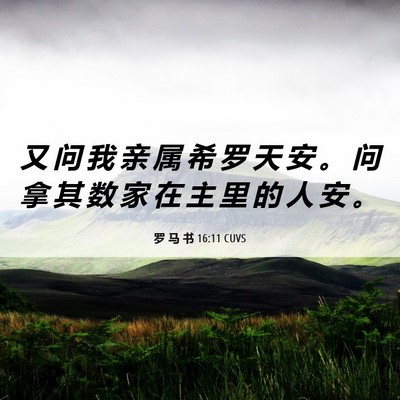 Picture 06 - 罗 马 书 16:11 CUVS - 又 问 我 亲 属 希 罗 天 安 。 问 拿 - Bible Verse Picture