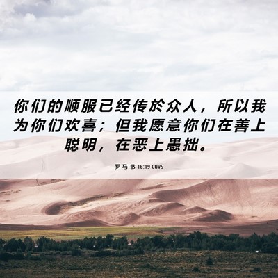 Picture 06 - 罗 马 书 16:19 CUVS - 你 们 的 顺 服 已 经 传 於 众 人 ， - Bible Verse Picture