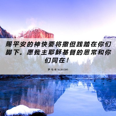 Picture 06 - 罗 马 书 16:20 CUVS - 赐 平 安 的 神 快 要 将 撒 但 践 踏 - Bible Verse Picture