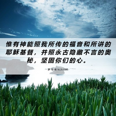 Picture 06 - 罗 马 书 16:25 CUVS - 惟 有 神 能 照 我 所 传 的 福 音 和 - Bible Verse Picture