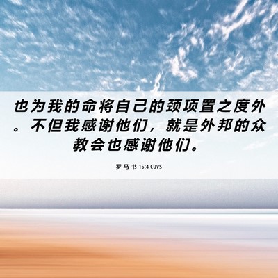 Picture 06 - 罗 马 书 16:4 CUVS - 也 为 我 的 命 将 自 己 的 颈 项 置 - Bible Verse Picture
