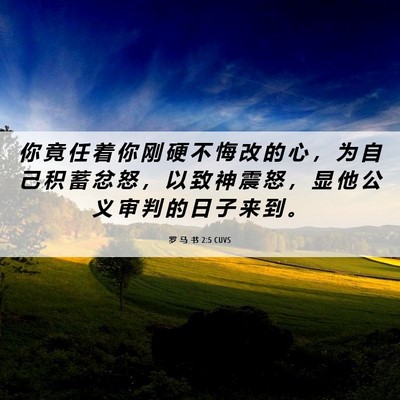 Picture 06 - 罗 马 书 2:5 CUVS - 你 竟 任 着 你 刚 硬 不 悔 改 的 心 - Bible Verse Picture