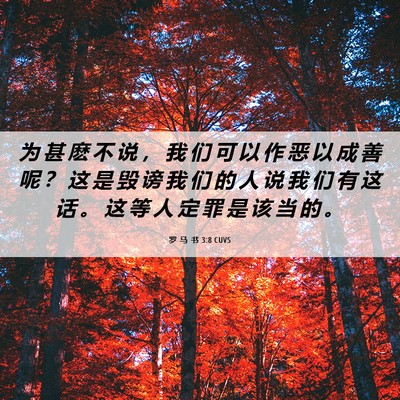 Picture 06 - 罗 马 书 3:8 CUVS - 为 甚 麽 不 说 ， 我 们 可 以 作 恶 - Bible Verse Picture