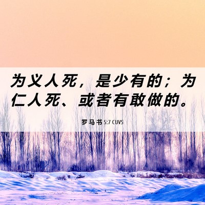 Picture 06 - 罗 马 书 5:7 CUVS - 为 义 人 死 ， 是 少 有 的 ； 为 仁 - Bible Verse Picture