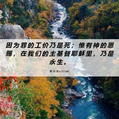 Picture 06 - 罗 马 书 6:23 CUVS - 因 为 罪 的 工 价 乃 是 死 ； 惟 有 - Bible Verse Picture