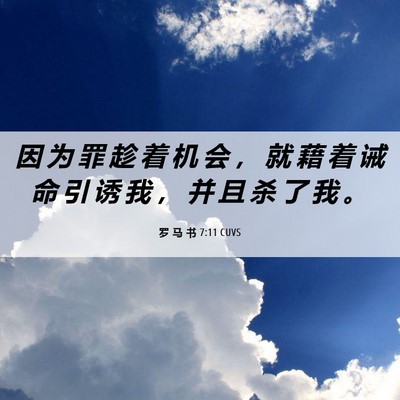 Picture 06 - 罗 马 书 7:11 CUVS - 因 为 罪 趁 着 机 会 ， 就 藉 着 诫 - Bible Verse Picture
