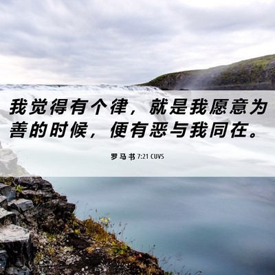 Picture 06 - 罗 马 书 7:21 CUVS - 我 觉 得 有 个 律 ， 就 是 我 愿 意 - Bible Verse Picture