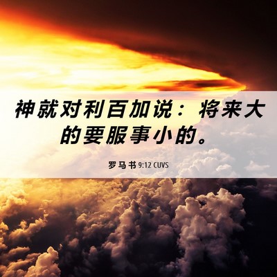 Picture 06 - 罗 马 书 9:12 CUVS - 神 就 对 利 百 加 说 ： 将 来 大 的 - Bible Verse Picture