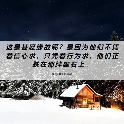 Picture 06 - 罗 马 书 9:32 CUVS - 这 是 甚 麽 缘 故 呢 ？ 是 因 为 他 - Bible Verse Picture